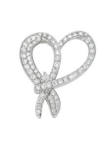 1 cttw Round Cut Diamond Heart and Bow Necklace